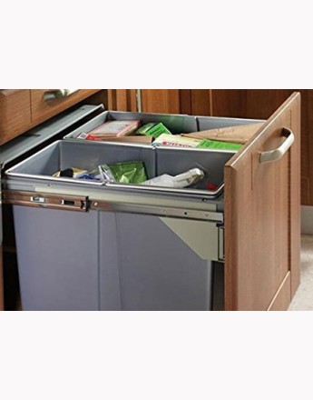 RECYCLE BIN PULL OUT KITCHEN WASTE BIN 600MM-68 LTR SOFT CLOSE FUNCTION JC609M-2 