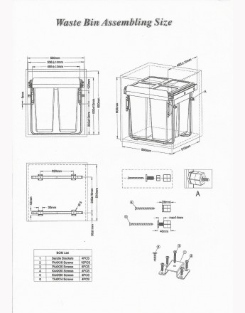 Kitchen Waste Bin 600mm-68 LTR (JC609M-4)