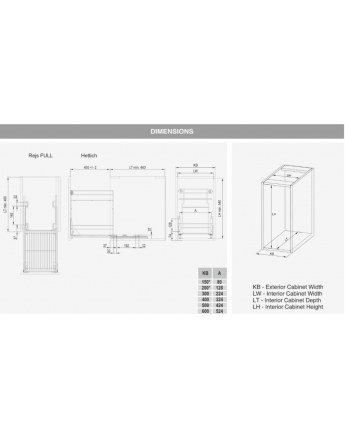 Pull out kitchen basket storage self/soft close 300, 400, 500, 600mm Variant Multi