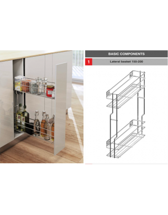 Pull Out Soft Close Wire Basket Kitchen Storage Unit 150-200 mm Variant Multi 150mm Blum, Chrome Right 