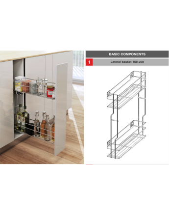 Pull Out Soft Close Wire Basket Kitchen Storage Unit 150 - 200 mm Variant Multi