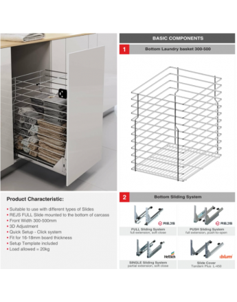 Soft Close LAUNDRY basket - 300, 400 and 500mm 