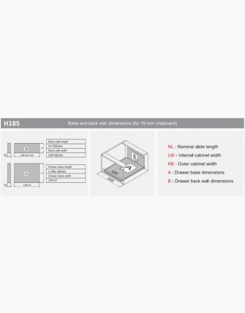 Slim box - graphite - high 89, 121, 185 - length 400, 450, 500, 550