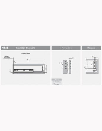 Slim box - graphite - high 89, 121, 185 - length 400, 450, 500, 550