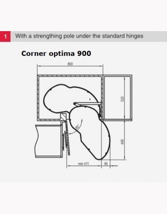 Corner Optima MAXIMA SILVA - Pull out 900 mm and 1000 mm unit kidney corner basket