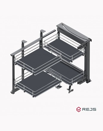 Corner Front MAXIMA SILVA - Base Kitchen Storage magic corner 900 mm Right/Left with graphite solid base