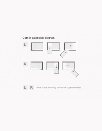 Corner Front MAXIMA SILVA - Base Kitchen Storage magic corner 900 mm Right/Left with graphite solid base