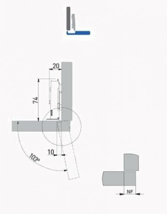 Hydraulic hinge GTV - Soft Close - SOLID PLUS - 35mm - Adjustable plate