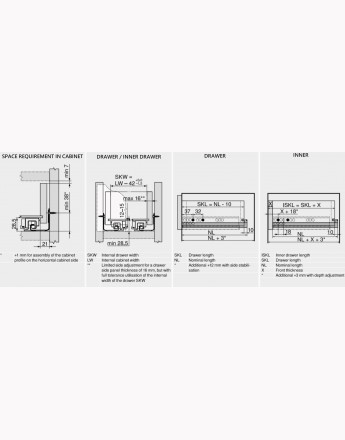 Full extension BLUM MOVENTO drawer runners 760H - Sizes 250mm-600mm - up to 40 kg