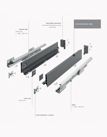 AXIS PRO drawer system - anthracite - high 84, 167, 199