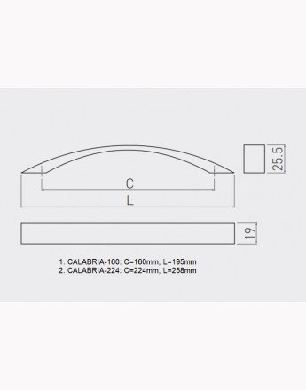 CALABRIA - kitchen, bedroom and office cabinet door handle