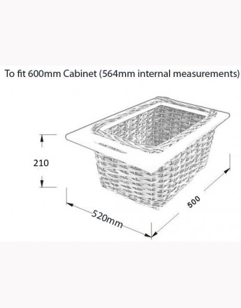 Wicker basket drawer with handle - hand made