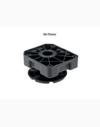 Heavy duty plastic black adjustable plinth feet leg, up to 450, 50-75mm, 65-85mm, 85-125mm and 125-195mm