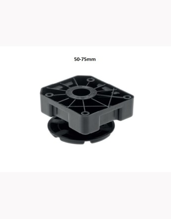 Heavy duty plastic black adjustable plinth feet leg, up to 450, 50-75mm, 85-125mm and 125-195mm