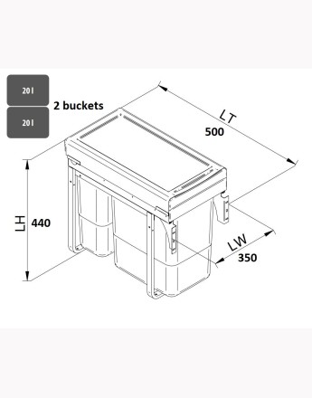 KITCHEN WASTE BIN SOFT CLOSE 300mm and 400mm