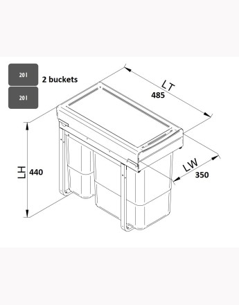 KITCHEN WASTE BIN SOFT CLOSE 300mm and 400mm