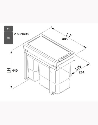 KITCHEN WASTE BIN SOFT CLOSE 300mm and 400mm