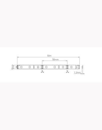 Flash 2835 tape, 60LED / m, warm white, 30W / 5m without gel 8mm, roll 50m, 12V