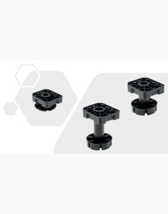Heavy duty plastic black adjustable plinth feet leg, up to 450, 50-75mm, 85-125mm and 125-195mm