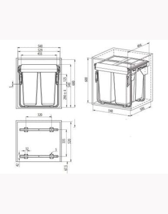 Kitchen Waste Bin 600mm-68 LTR (JC609M-2)