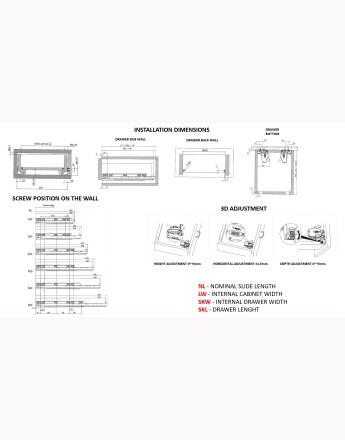 Undermount drawer runners push open - 3D slide - up to 19mm board