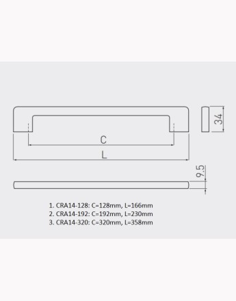 CRA14 - kitchen, bedroom and office cabinet door handle