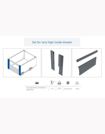 AXIS PRO INNER drawer system - anthracite - high 84, 167, 199 - length 450, 500