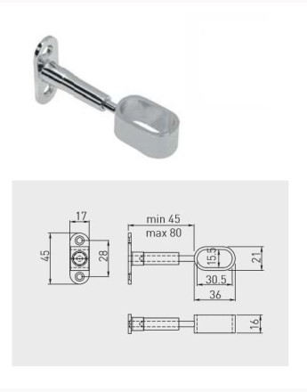 Middle support for wardrobe hanging rail