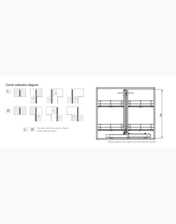 MAXIMA PURO Corner Comfort - corner storage kitchen cabinets - white with colourless glass