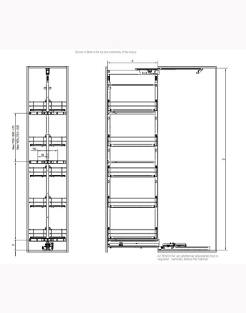 MAXIMA PURO - kitchen pull out larder - black with wooden