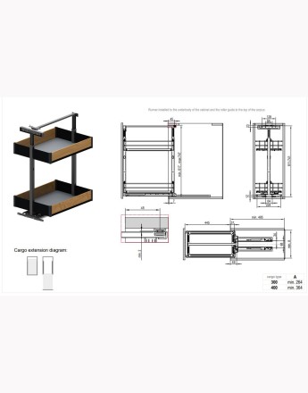 Cargo Mini Base - MAXIMA PURO - kitchen, storage solution - black with wooden