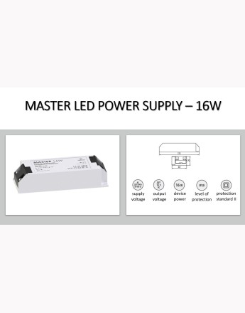 MASTER LED power supply 12V, input 220-240VAC, IP20, 16W, 33W, 54W or 65W