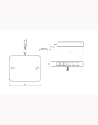 LED lamp connector with distributor, 6 mini AMP sockets