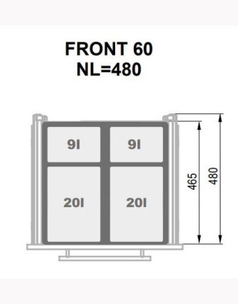 Recycle bin, pull out kitchen waste bin - 600mm - SEGREGO