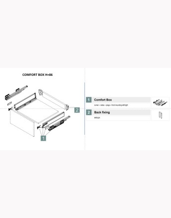 Comfort Box Front drawer - soft close - white - rectangular