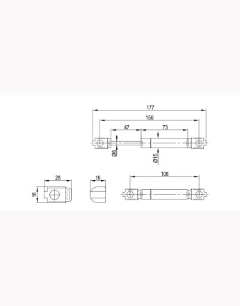 GAS STRUT (L-156) LID STAY CABINET DOOR HINGE SOFT OPEN/CLOSE + FIXINGS 50NM TO 80NM