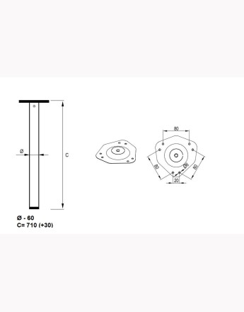 4x adjustable table leg - 710 - black