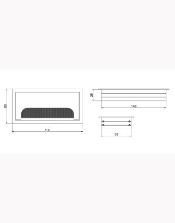 Metal desk cable grommet - rectangular 