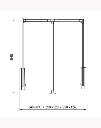 Lift / Pull Down Wardrobe Rail - white, black and chrome