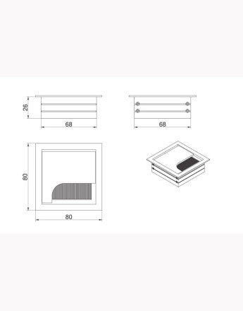 Metal desk cable grommet - square