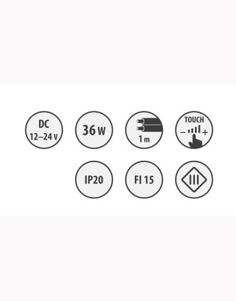 Dimmable touch switch - 12V, max 36W, fi 15, plastic, chrome - W03