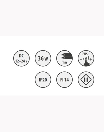 Dimmable push button switch 12V, max. 36W, fi14 plastic - W01 - black or white