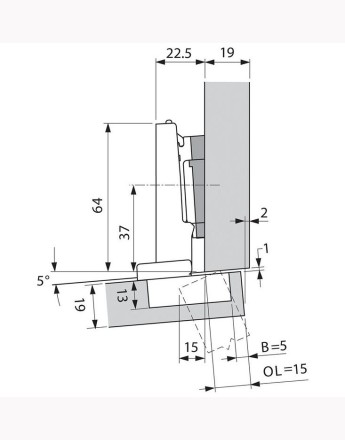 Blum 95° full overlay CLIP Top BLUMOTION thick door soft-close hinge inserta (71B9590) 