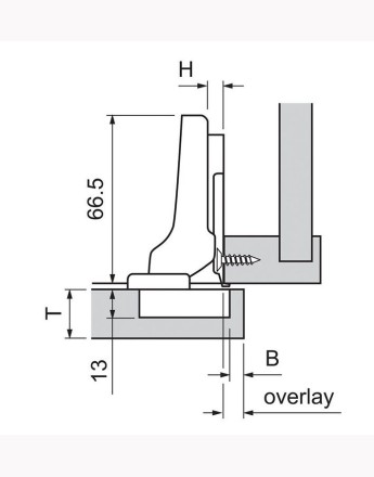 Blum 110° half overlay CLIP Top BLUMOTION hinge soft-close screw-on (71B3650) 