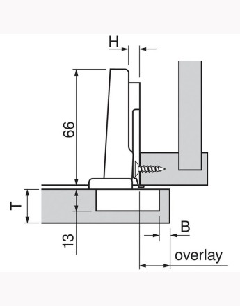 Blum 95° full overlay CLIP Top BLUMOTION thick door soft-close hinge screw-on (71B9550) ONYX