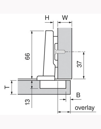 Blum 95° full overlay CLIP Top BLUMOTION thick door soft-close hinge screw-on (71B9550) ONYX