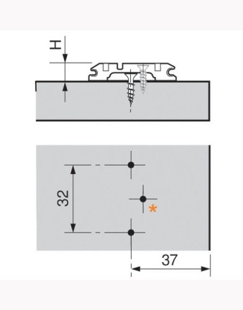 Blum 0mm cam adjustable baseplate, screw-on (173H7100) onyx