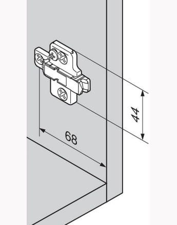 Blum 0mm two-piece wing plate, adj height, screw-on (175H7100) 