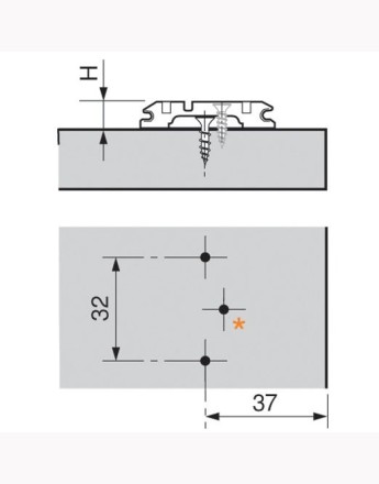 Blum 0mm wing plate, adj Height, screw-on (173L6100) 