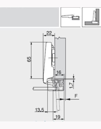 Blum 95° frame doors hinge (71T950AB) 